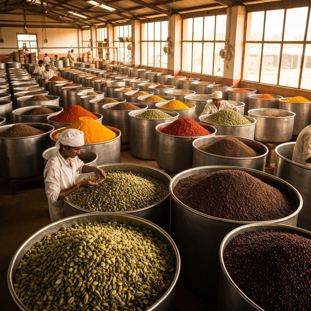 Spice wholesale processing facility in Kerala